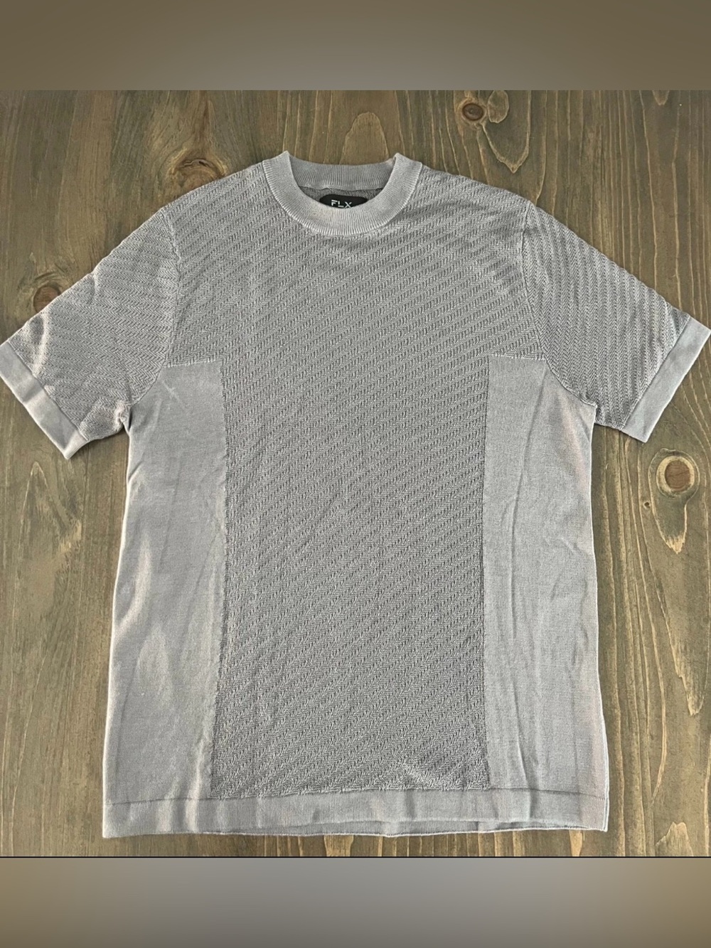 FLX Mens Medium Short Sleeve Shirt  Sweater  Textured, Lightweight Gray New